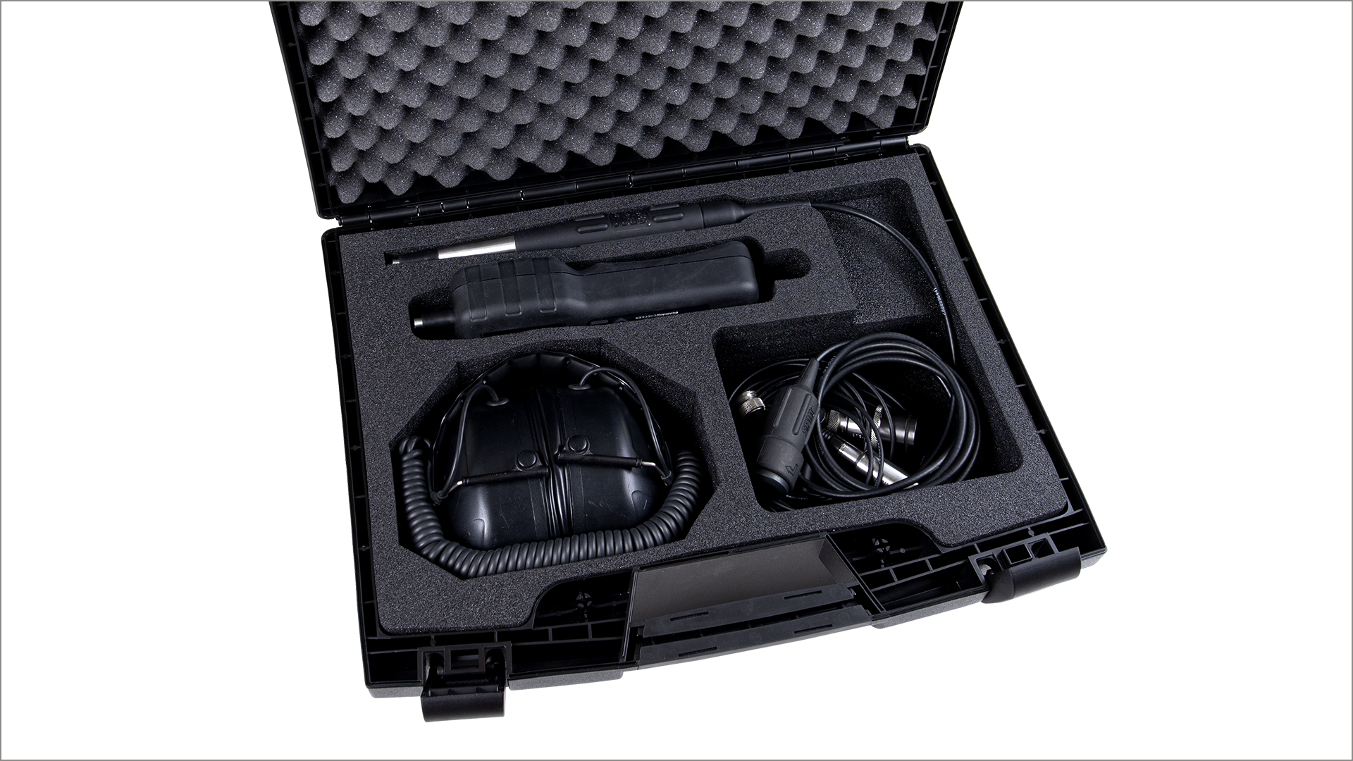 Open carrying case CAS30, including BearingChecker instrument and accessories