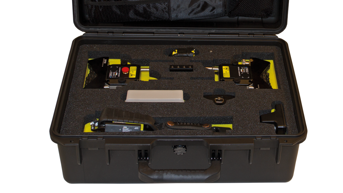 Carrying case with all the accessories included in the LineLazer alignment kit